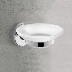 Wall Mounted Frosted Glass Soap Dish With Chrome Mounting